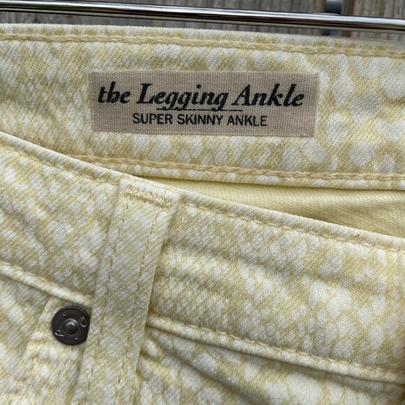 Adriano Goldschmied The Legging Super Skinny Ankle Jean Snake Print Yellow Sz 29 - Picture 6 of 10